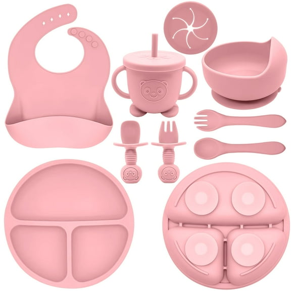 Set de Alimentación para Bebé Munlinder con Tazones de Silicona con Ventosa Rosa