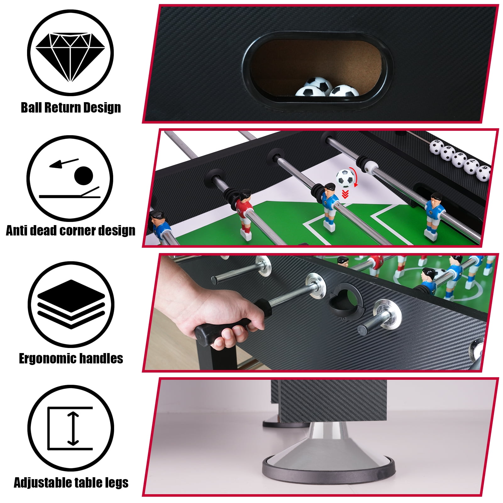 Seydrey 55" Competition Sized Arcade Foosball Table, Stand Alone for Home with Leg Levelers