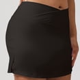 thumbnail image 6 of Tennis Skorts for Women Stretchy Cross Waist Mini Skirt Golf Athletic Running Side Slit Skirts Solid Color Trendy Womens Sport Skirts Coffee S, 6 of 6