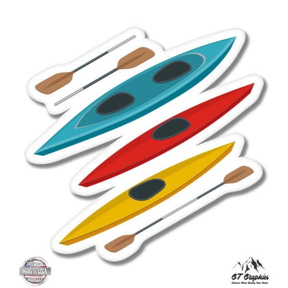 Kayaks - 3" Vinyl Sticker - For Car Laptop I-Pad Phone Helmet Hard Hat - Waterproof Decal