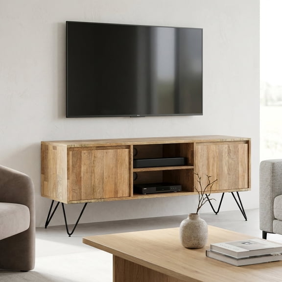 Simpli Home Simpli Home Hunter 60 inch Wide Solid Mango Wood TV Stand in Natural For TVs up to 65 inches