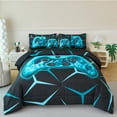 thumbnail image 2 of ZRNBAST Gamer Full Size Comforter Set 7Pcs Kids Bedding Sets for Boys Teens Teal Flame Geometric Gamepad Gaming Bed in a Bag(Teal,Full), 2 of 8