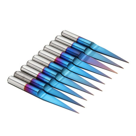

Suzicca 10pcs 3.175mm Blue Coating PCB 3D Milling 10152025 Degrees Tungsten Carbide V Shape Engraving Bit Router Tool