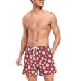 thumbnail image 3 of FORMRS Mens Swim Trunks Mesh Liner Quick Dry Casual Beach Board Shorts with Pockets, Sizes S-2XL, Red Cartoon Paws Pattern, 3 of 9