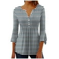 thumbnail image 2 of RXIRUCGD Blouse T-Shirt Décontractée à Manches Courtes Imprimée Mode Rayée pour Femmes, Noir, Taille : TG, 2 of 5