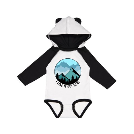 

Inktastic I Like It Out Here Mountains in Blue Gift Baby Boy or Baby Girl Long Sleeve Bodysuit
