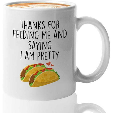 

Marriage Coffee Mug-Thanks For Feeding Saying I m Handsome-Foodie Tacos Funny Couple Wedding Married Husband Boyfriend-Thanks For Feeding Me And Saying I M Pretty 11 Oz