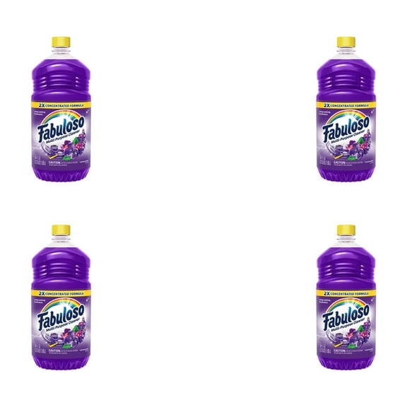 Fabuloso Lavender Multi-Purpose Cleaner, 2X Concentrated, (19 fl oz) x 4 Pack – Tough Clean, Lavender Fresh, Eco Smart