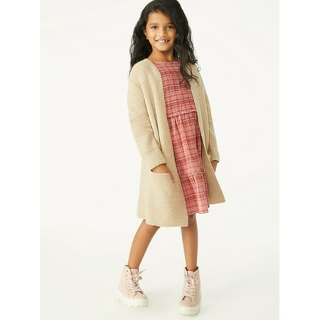 Free Assembly Girls Long Open Cardigan Sweater, Sizes 4-18