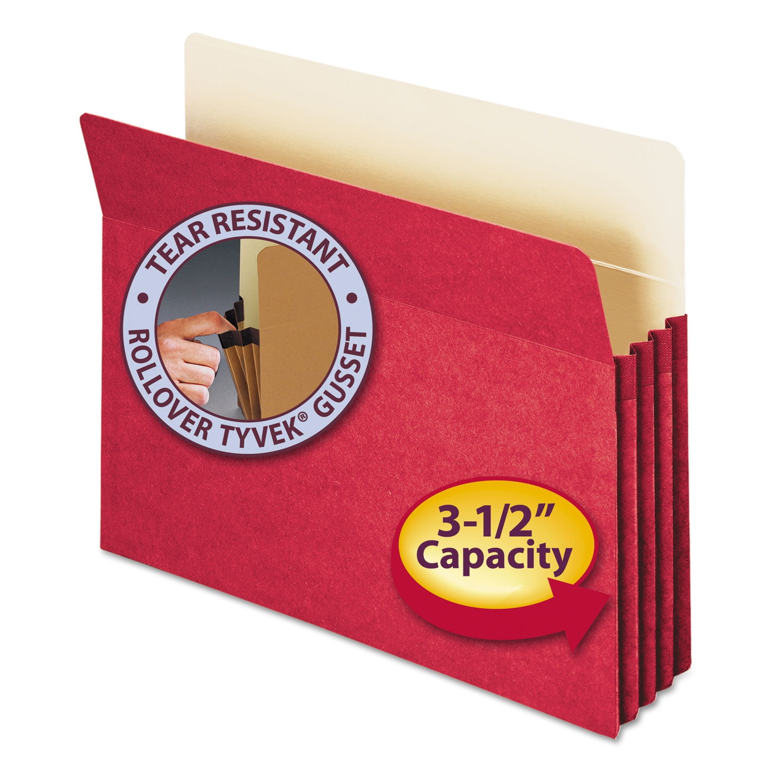 Smead 3 1/2' Exp Colored File Pocket Straight Tab Letter Red 73231