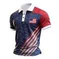 thumbnail image 3 of Men's 4th of July Polo Shirt American Flag Short Sleeve Golf Shirt Casual Button Down Shirts Independence Day Outfit(Navy5,XXXXL), 3 of 3