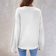 thumbnail image 4 of Prendas de Punto con Cuello Redondo para Mujer, Jersey Suelto con Bolsillo en el Pecho y Manga Larga con Alas de Murciélago, Top para Otoño e Invierno Blanco XXL, 4 of 6