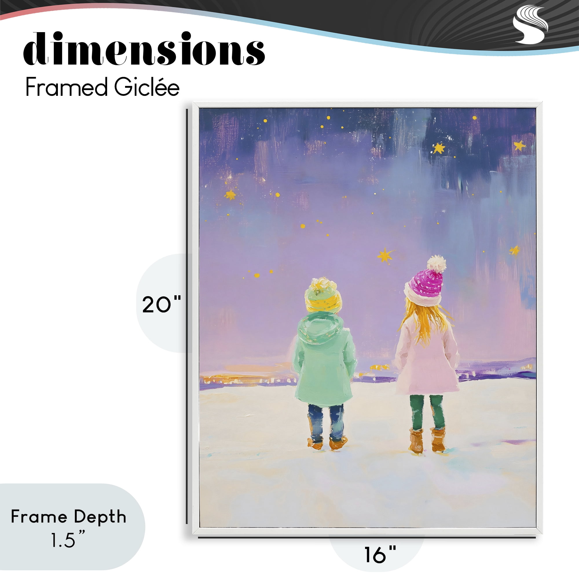 Stupell Industries Children Watching Starry Winter Sky White Framed Giclee Art, design by The Prints Vibe