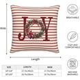 thumbnail image 3 of Joy Stripes Throw Pillow Covers 20x20 Inch Set of 2, Merry Christmas Wreath Joy Pillow Cases Xmas Holiday Red Stripes Pillowcase Home Decorative Cushion Covers for Sofa Couch Bed Living Room, 3 of 7