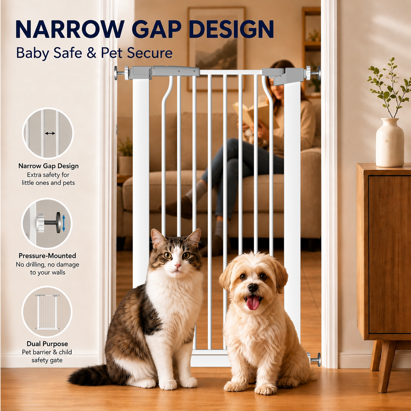 Fairy Baby Narrow Safety Gate 40" Tall White Metal photo 3