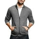 thumbnail image 4 of Suéter de otoño e invierno para hombre, de color sólido, cuello semialto, manga larga, cremallera, corte ajustado, cárdigan de punto, ropa masculina europea y americana, 4 of 5