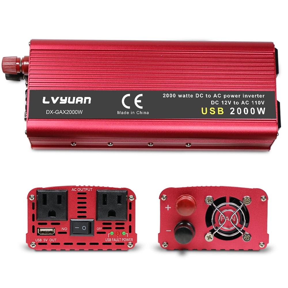 Yinleader Power Inverter 1000W/2000W(Peak) DC to AC 12V to 110V 1000W Car Inverter DC 12V Inverter with 3.1A USB Car Adapter