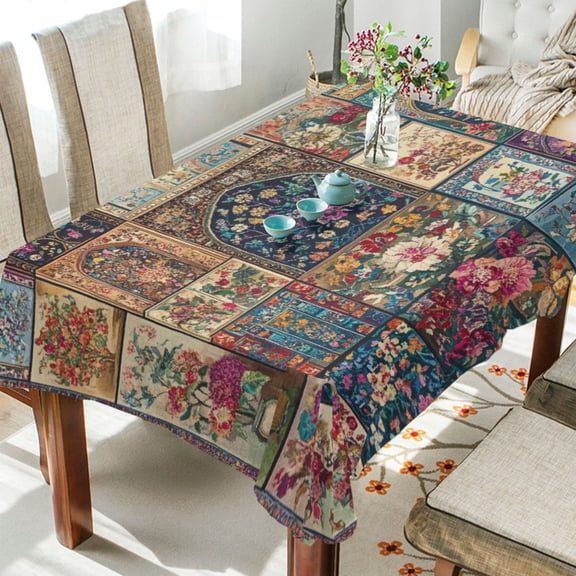 WOBOGO Different Cultural Styles Square Tablecloth 54×54in Polyester Fabric Tablecloth Washable Dust Resistant Wrinkle Resistant