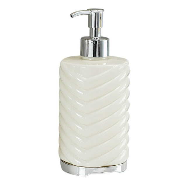Hiroekza Hand Soap Refill Bottle 420ml Creative Round Stylish Multi-Purpose Sustainable Dispenser for Bathroom Kitchen Daily Use for Hardworking Hands White