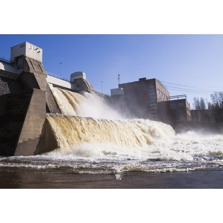 Canvas Print Dam Water Waterfall Power Plant Foam Zone Flow Stretched Canvas 10 x