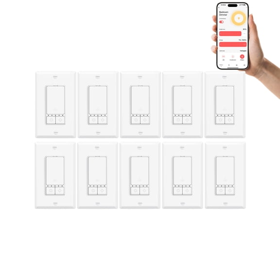 Greencycle Smart WiFi Dimmer Switch, Single Pole 10PK), Needs Neutral Wire,2.4GHz WiFi Light Switch, No Hub Required,Work with Alexa and Google Home,for Dimmable 150W LED CFL,600W Incandescent, ETL