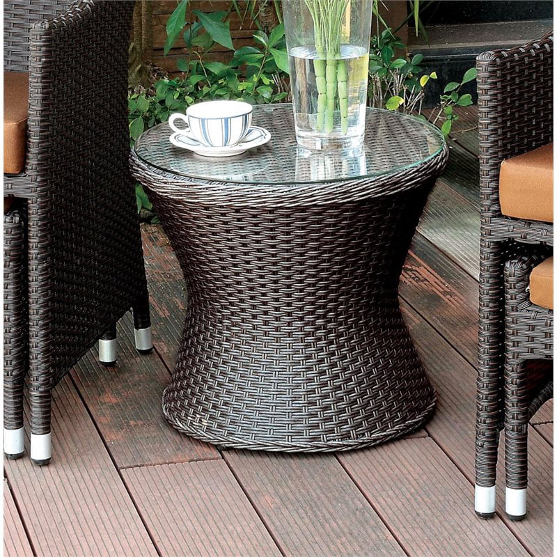 TKC Outdoor Wicker Side Table in Espresso 