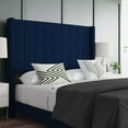 thumbnail image 4 of Emma + Oliver Navy Velvet Upholstered Full Platform Bed with Vertical Channel Stitch Detail and Engineered Wood Frame - No Box Spring Required, 4 of 12
