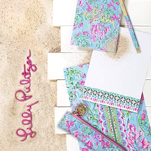 Lilly Pulitzer Notebook and Notepad Set of 3, Includes Large and Small Lined Notebooks and Medium Blank Desktop Notepad, Best Fishes