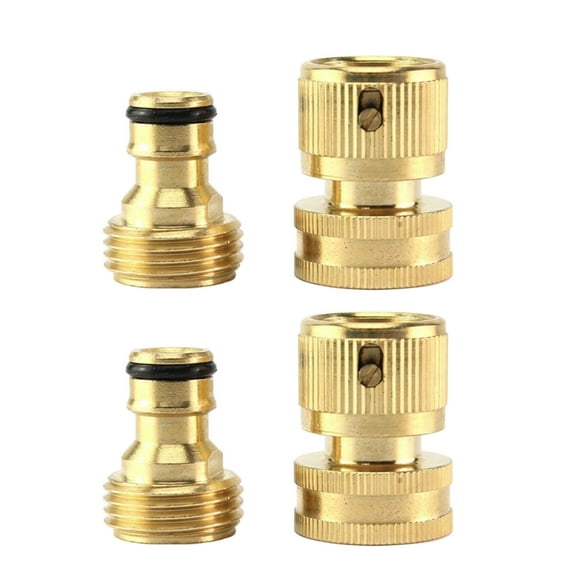 Ryhampaper 2 Set 3/4" Garden Hose Quick Connector Set Water Fitings Thread Solid Brass Female Male Connector Kit