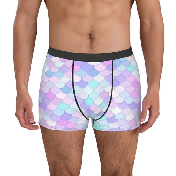 Logiee Rainbow Scales Print Mens Boxer Briefs,Boxer Briefs for Men,Breathable Stretch Underwear,Boys Boxer Briefs-Small