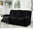 thumbnail image 3 of TAOCOCO Large Recliner Sofa Slipcover for 3 Cushion Couch with Pocket, Stretch Reclining Chair Cover for Pets Black, 3 of 9