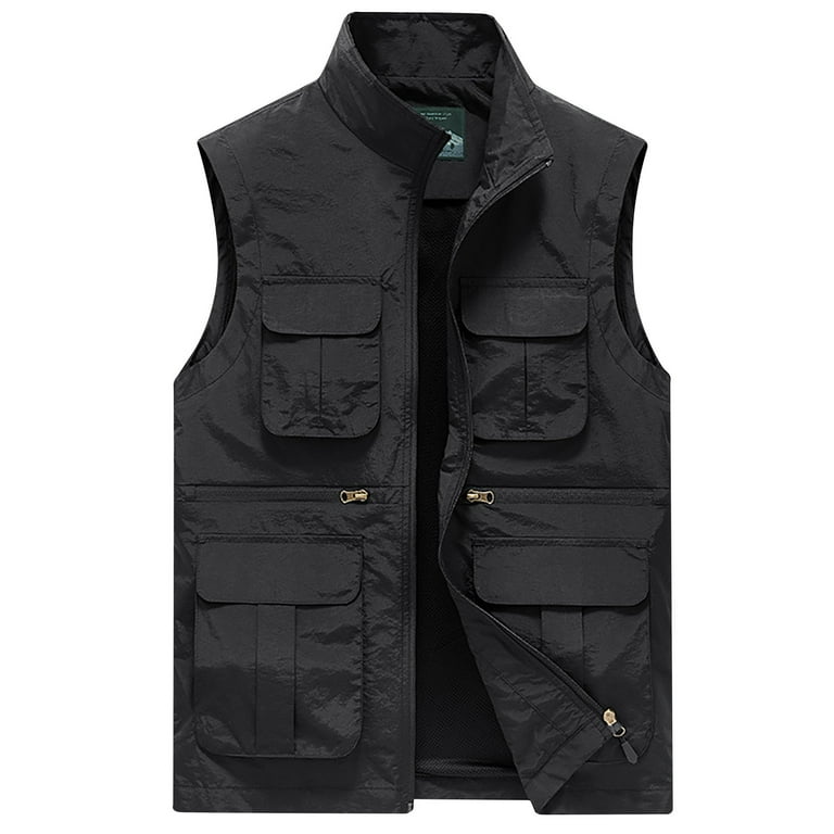 APEXFWDT Men's Summer Outdoor Work Vest Big and Tall Safari Hiking Travel  Photo Fishing Vest with Multi Pockets