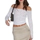 thumbnail image 1 of Camiseta Sin Mangas De Encaje Traje de calle sin espalda de manga larga con hombros descubiertos para mujer (blanco L) Cgtredaw Para estrenar, 1 of 1