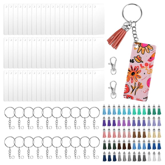 242 Pcs Sublimation Keychain Blanks Bulk, Double Sides 60 MDF Keychains Blank with Key Chains,Tassels
