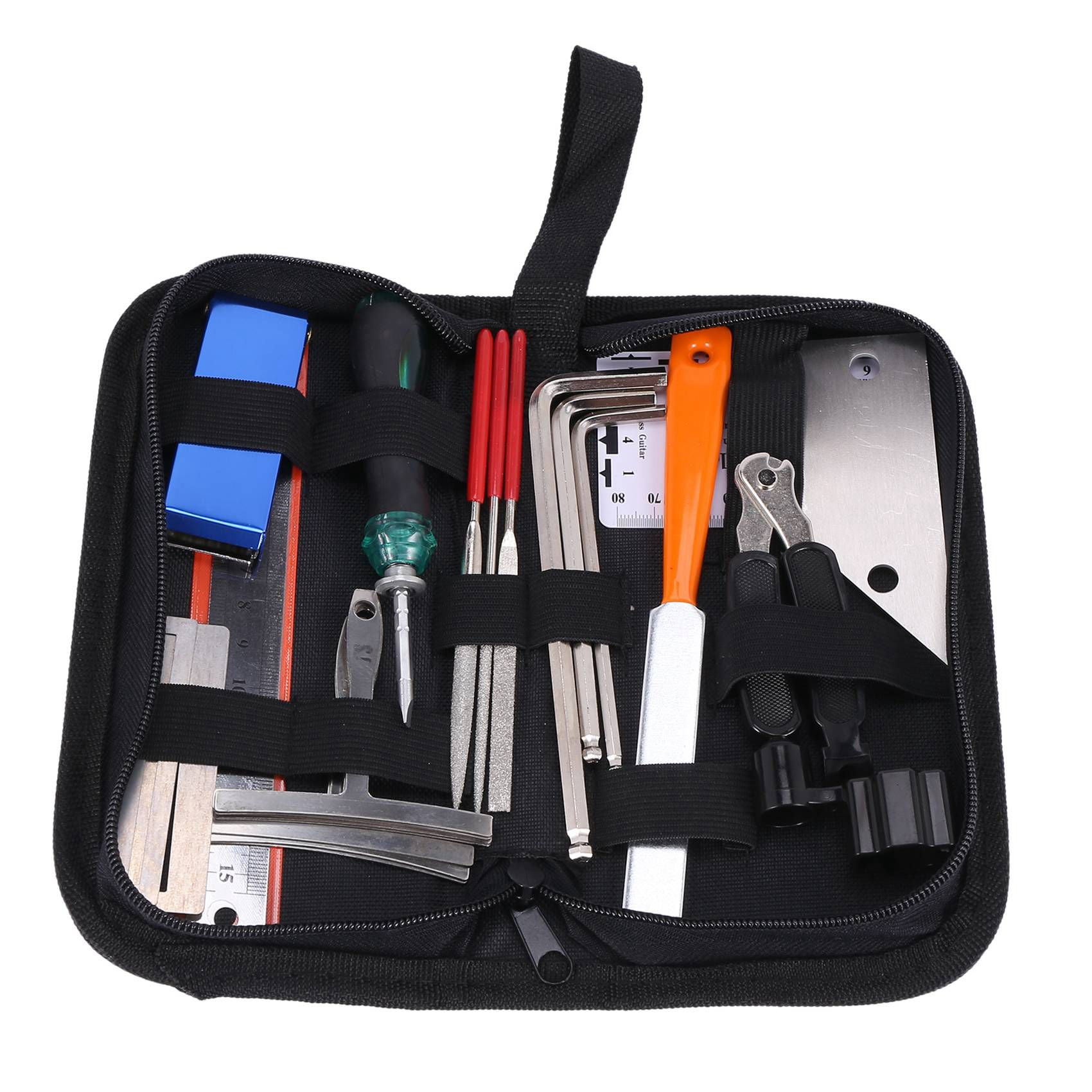 2X Guitar Tool Kit Repairing Maintenance Tools String Organizer String Action Ruler Gauge Measuring Tool Hex Wrench Set
