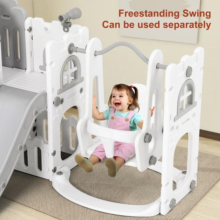 JOYLDIAS 10 in 1 Kids Playset: Double Slides, Swing, Climber