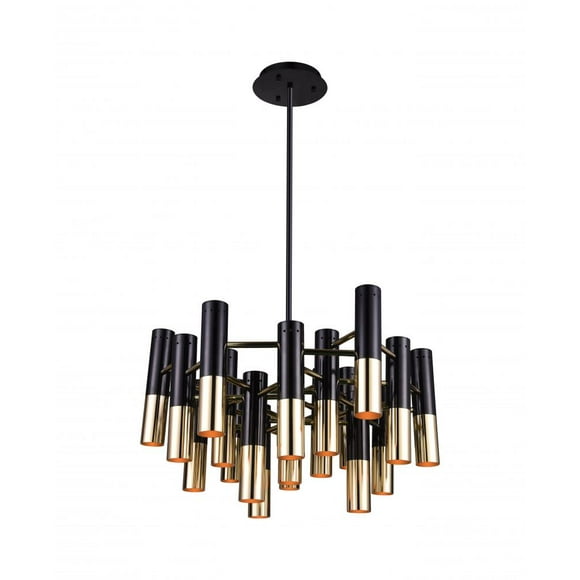 CWI Lighting 19 Light Down Chandelier with Matte Black & Satin Gold finish