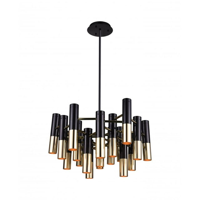 CWI Lighting Lustre 19 Lumières avec Finition Noir Mat et Or Satiné