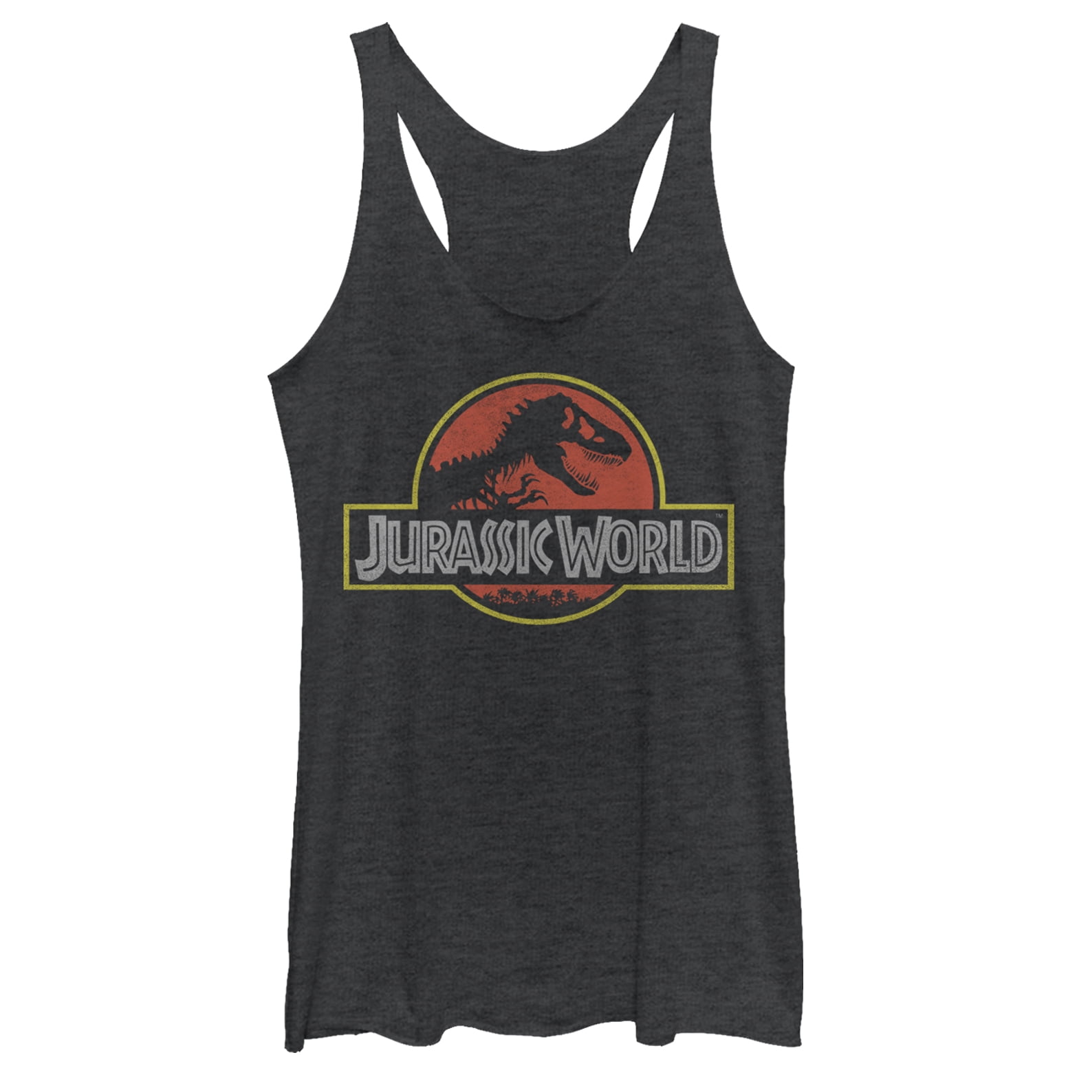 Women's Jurassic World Iconic Logo  Racerback Tank Top Black Heather X Large