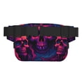 thumbnail image 3 of Fotbe Purple-Red Skull Cangurera Cuadrada con Estampado de Doble Capa, Bolsa de Cintura Ajustable Mini para Hombres y Mujeres, 3 of 9