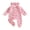Pink, variant on Cjfdfy Newborn Baby Girl Floral Footed Outfit Romper Zip Front Long Sleeve Ribbed Ruffle Trim Jumpsuit Bow Headband Infant Cute Coming Home Fall Winter Outfit