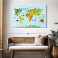 thumbnail image 3 of Elephant Stock Animals Of The World Wall Art - Horizontal Canvas Wall Art - Kids Room Wall Decor - Map Canvas - Green And Blue Decor - 48" x 32", 3 of 8