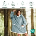 thumbnail image 5 of Cozy Comfort Standard Size Giant Pocket Warm & Comfortable Wearable Blanket Hoodie, Sherpa Fleece Hooded Blanket for Adult, Light Green, 5 of 6