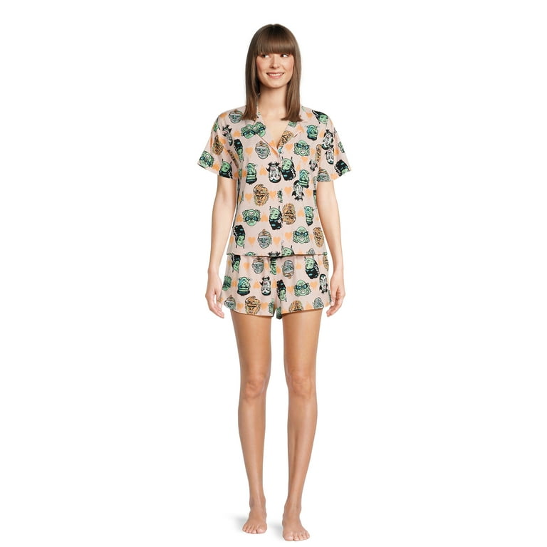 Way to Celebrate Women s Halloween Notch Collar Top and Shorts Pajama Set Sizes XS 3X Walmart