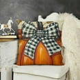 thumbnail image 2 of YINGXI Fall Decorative Throw Pillow Covers, Orange Truck Porch Outdoor Home Decor, Check Bow Thanksgiving Cushion Case 24x24in, 2 of 5