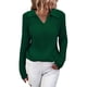 thumbnail image 1 of Suéter de punto para mujer Otoño Invierno Solapa Color sólido Slim V Cuello Tops Ropa Verde M, 1 of 5