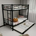 thumbnail image 4 of Twin over Twin Metal Bunk Bed with Trundle, Heavy-Duty Convertible Design, Noise-Reduced Safety Guardrails & Non-Slip Ladder, No Box Spring Needed, Black, 4 of 6