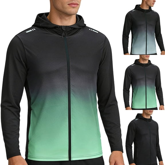 Miluxas Mens WindBreak Lightweight Running Jackets with Zip Pocket, Workout Track Hoodie Athletic Gym Sweatshirts Men Gray XS(XS)