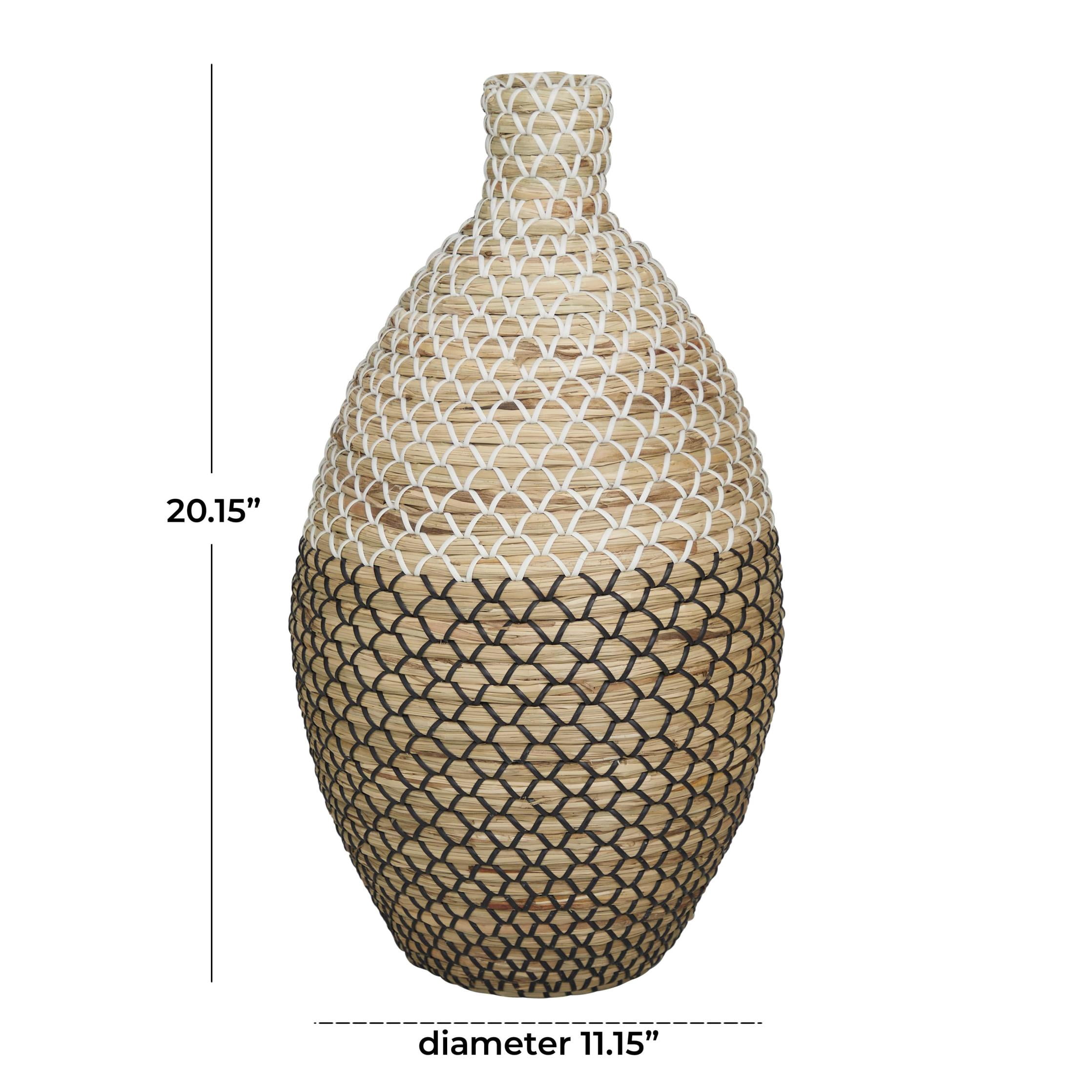 DecMode 20" Handmade Tall Woven Floor Brown Seagrass Vase