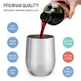 thumbnail image 3 of CHILLOUT LIFE - Juego de 2 vasos de vino de acero inoxidable de 12 oz - Copas de vino aisladas al vacío de doble pared con tapas y pajitas para café, vino, cócteles (acero inoxidable) CHILLOUT LIFE CHILLOUT LIFE Vaso 2 x 12 oz, 3 of 5
